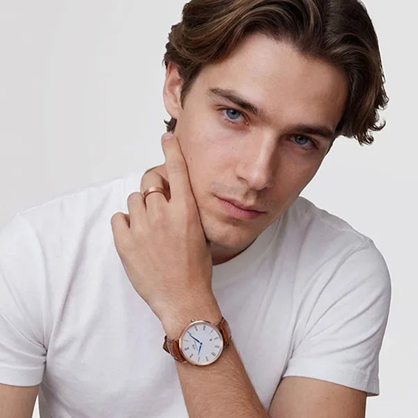 Đồng Hồ Nam Daniel Wellington Classic Roman Numerals Date Light Brown Croc Belly DW00100918 Màu Nâu Trắng