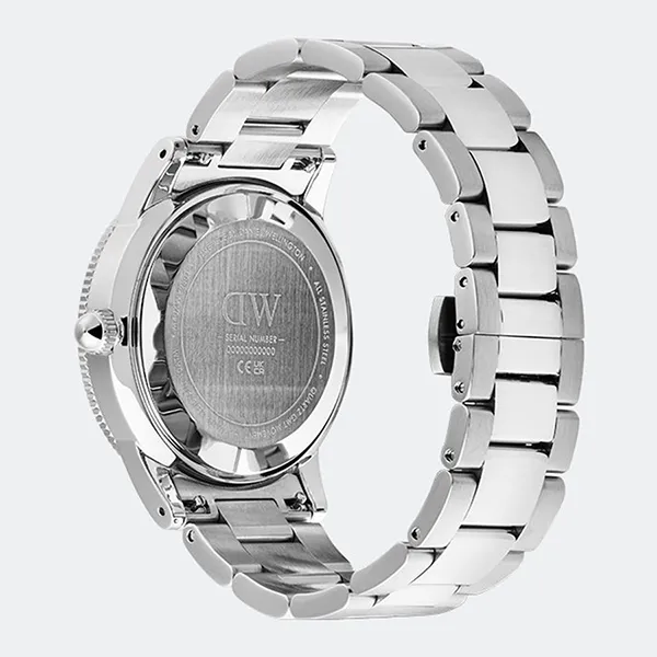 Đồng Hồ Nam Daniel Wellington Iconic GMT Link Black Blue Ceramic Bezel Silver DW00100921 Màu Xanh Bạc