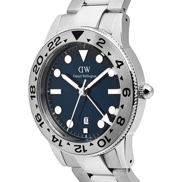 Đồng Hồ Nam Daniel Wellington Iconic GMT Link Brushed Bezel DW00100922 Màu Bạc Xanh