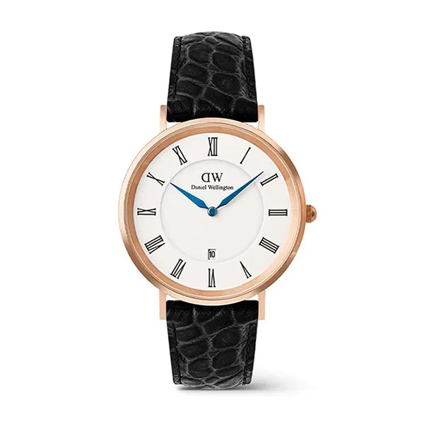 Đồng Hồ Nam Daniel Wellington Roman Numeral Date Black Croc Belly DW00100916 Màu Đen/ Vàng Hồng