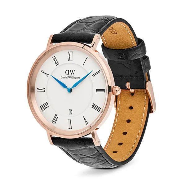 Đồng Hồ Nam Daniel Wellington Roman Numeral Date Black Croc Belly DW00100916 Màu Đen/ Vàng Hồng