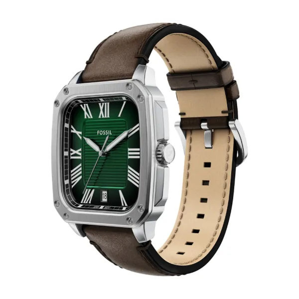 Đồng Hồ Nam Fossil Crosby 42 mm Three-Hand Brown Leather Watch FS6150 Màu Nâu