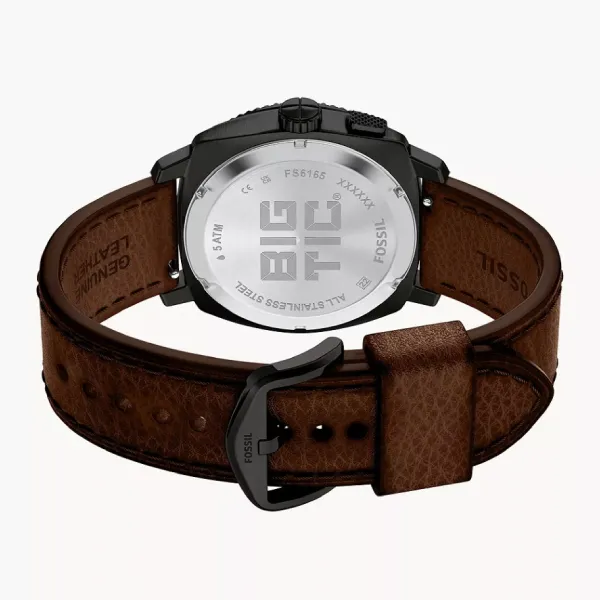 Đồng Hồ Nam Fossil Machine Big Tic 41mm Brown Leather Watch FS6165 Màu Nâu