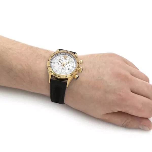 Đồng Hồ Nam Versace Hellenyium Chrono Leather 44mm Màu Đen - Vàng