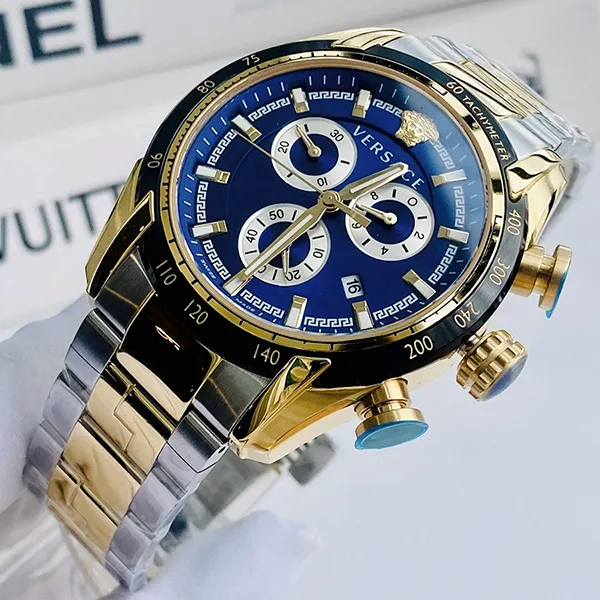 Đồng Hồ Nam Versace Quartz VE2I01021 Màu Xanh - Vàng