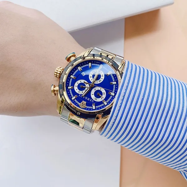 Đồng Hồ Nam Versace Quartz VE2I01021 Màu Xanh - Vàng