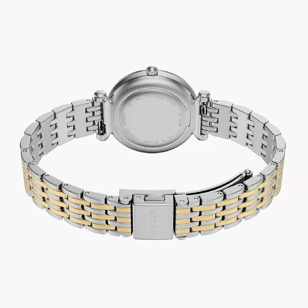 Đồng Hồ Nữ Fossil Carlie 28mm Three-Hand Two-Tone Stainless Steel Watch ES5438 Màu Bạc Phối Vàng