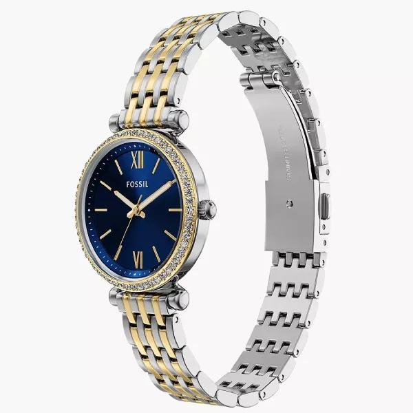 Đồng Hồ Nữ Fossil Carlie 28mm Three-Hand Two-Tone Stainless Steel Watch ES5438 Màu Bạc Phối Vàng