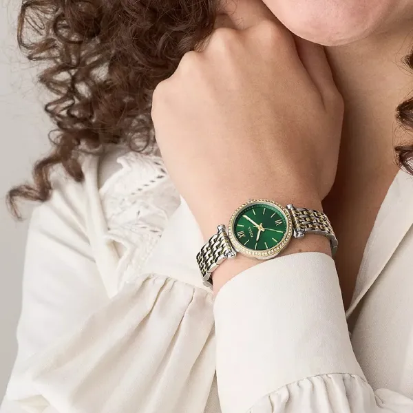 Đồng Hồ Nữ Fossil Carlie 28mm Three-Hand Two-Tone Stainless Steel Watch ES5439 Màu Bạc Phối Vàng