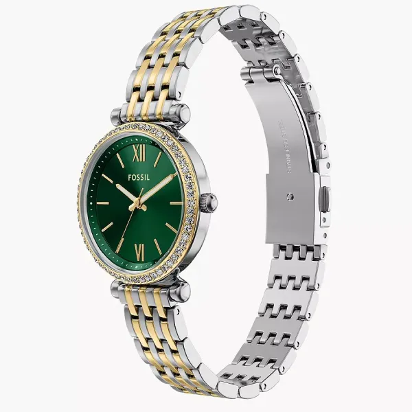 Đồng Hồ Nữ Fossil Carlie 28mm Three-Hand Two-Tone Stainless Steel Watch ES5439 Màu Bạc Phối Vàng