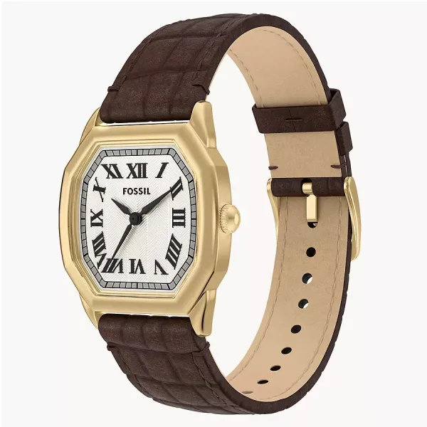 Đồng Hồ Nữ Fossil Harlow 27mm Three-Hand Brown Croco Leather Watch ES5426 Màu Nâu