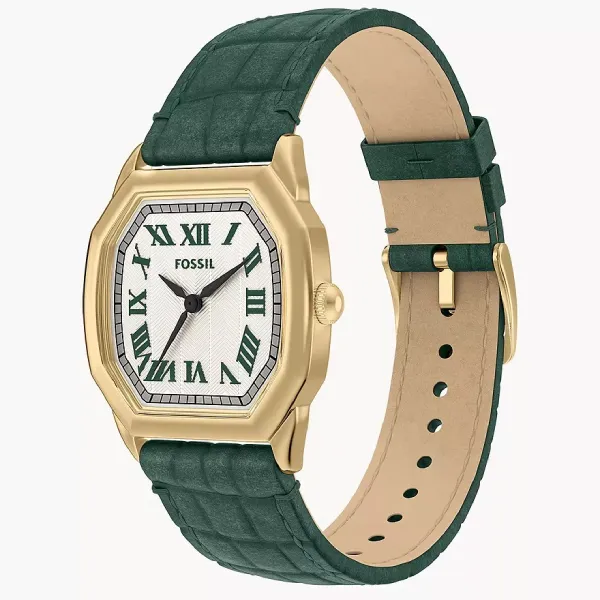 Đồng Hồ Nữ Fossil Harlow 27mm Three-Hand Green Croco Leather Watch ES5427 Màu Xanh Lá