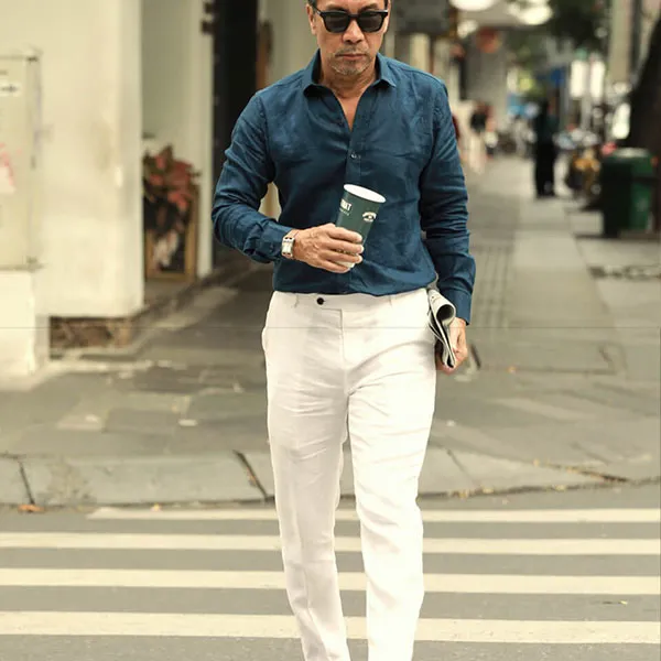 Áo Sơ Mi Nam F2 Fashion & Freedom Linen New Breeze SMM166-XN-S-0619 Màu Xanh Đen Size S