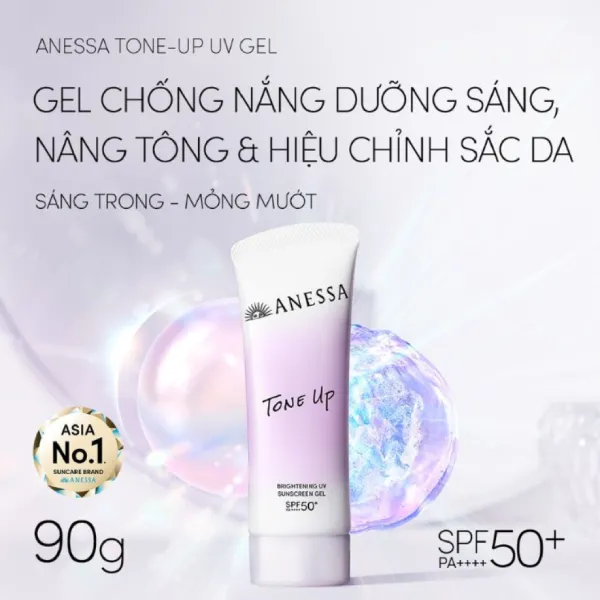 Gel Chống Nắng Dưỡng Sáng Da, Nâng Tông Anessa Tone Up Brightening Uv Sunscreen Gel SPF50+ PA++++ 90g