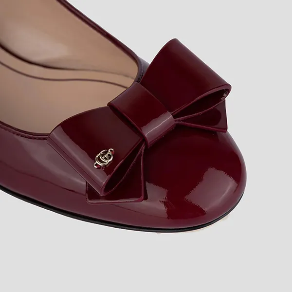 Giày Cao Gót Nữ Gucci Ballet Flat With Bow Mini Logo In Red 835748 0B9J0 6207 Màu Đỏ Size 36