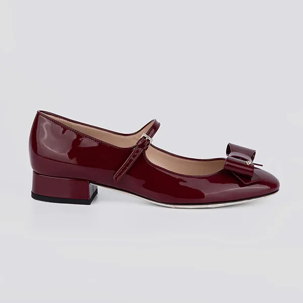 Giày Cao Gót Nữ Gucci Ballet Flat With Bow Mini Logo In Red 835748 0B9J0 6207 Màu Đỏ Size 36