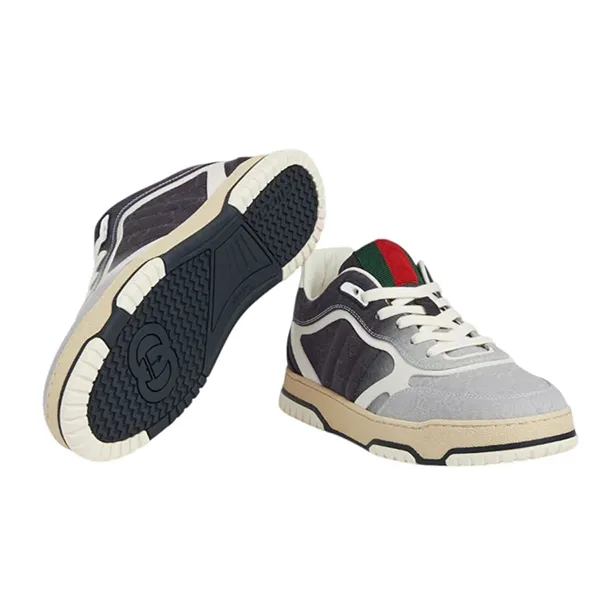 Giày Sneaker Nam Gucci Re-Web GG Denim & Leather Trim In Blue 838922 FAEV3 4053 Màu Xám Đậm Size 7