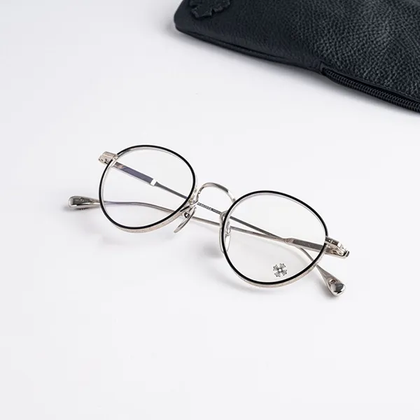 Gọng Kính Unisex Chrome Hearts Thick Mate Black/Shiny Silver Màu Bạc