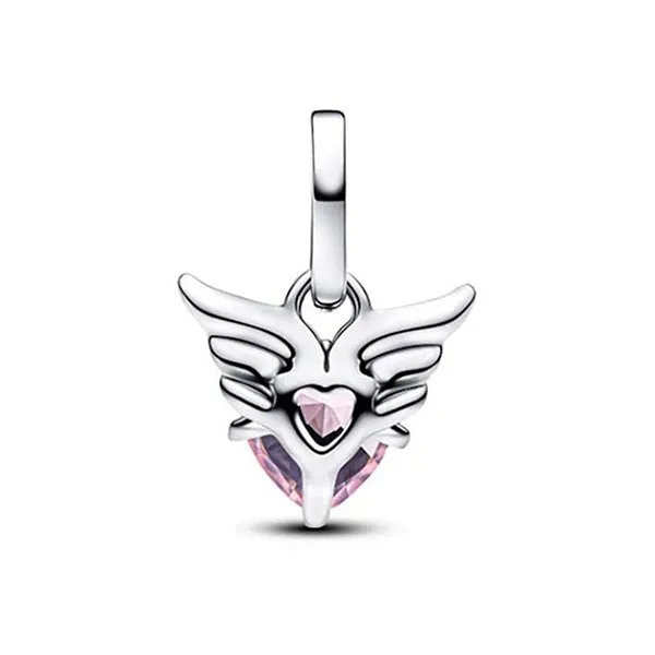 Hạt Vòng Charm Nữ Pandora Winged Heart Mini Dangle Sterling Silver 793626C02 Màu Bạc Hồng