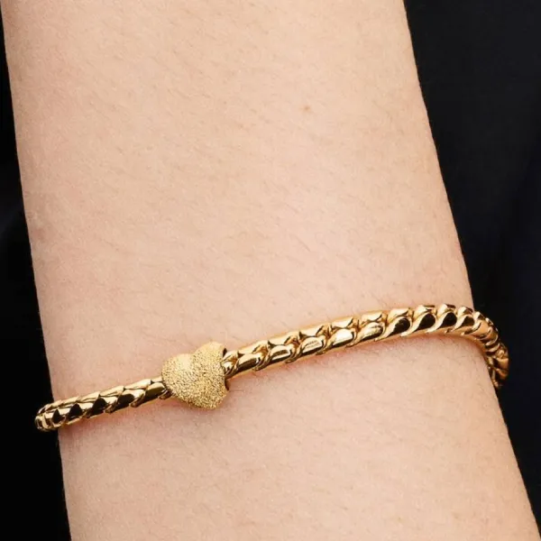 Hạt Vòng Charm Pandora Textured Heart Mini Charm 764000C00 Màu Vàng Gold