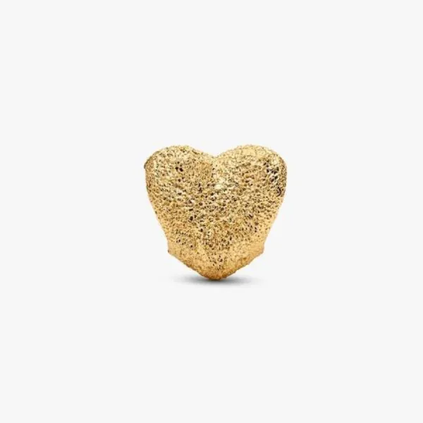Hạt Vòng Charm Pandora Textured Heart Mini Charm 764000C00 Màu Vàng Gold
