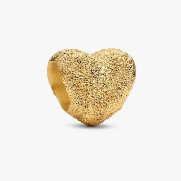 Hạt Vòng Charm Pandora Textured Heart Mini Charm 764000C00 Màu Vàng Gold