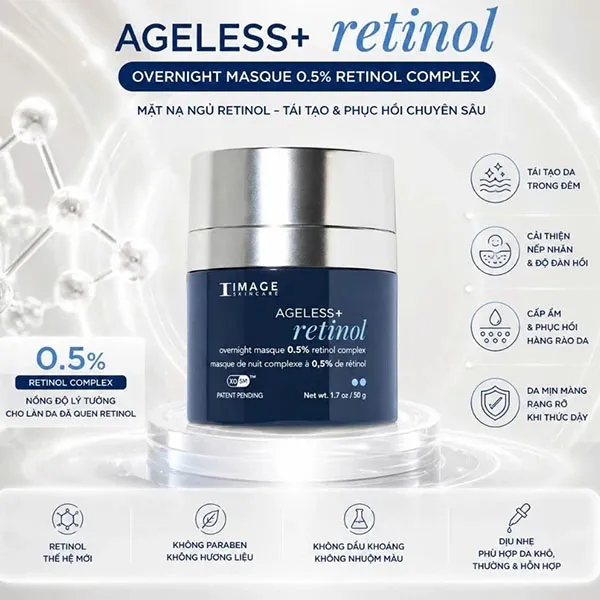 Kem Dưỡng Giảm Nhăn, Sáng Da Image Skincare Ageless+ Re Overnight Masque 0.5% Complex, 50g