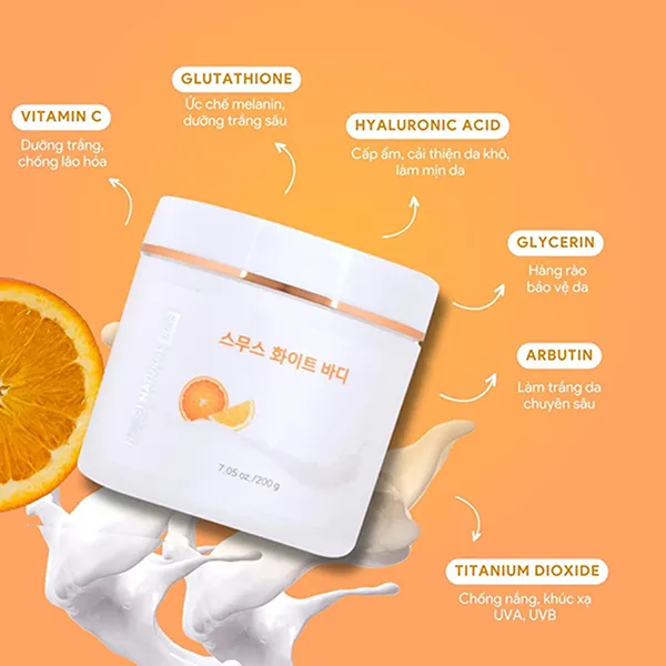Kem Dưỡng Trắng Da Toàn Thân Narci Natural Smooth White Body 200g