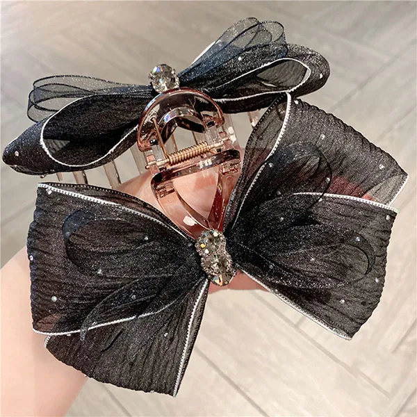 Kẹp Tóc Nữ Meri Nocturne Bow HC233 Màu Đen/ Vàng Hồng