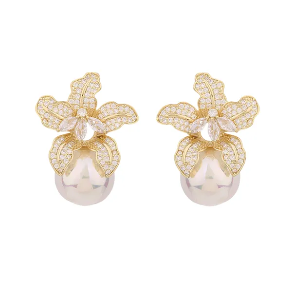 Khuyên Tai Nữ Jessica Pearl Pearl Orchid JE24-V Màu Vàng Gold