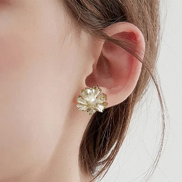 Khuyên Tai Nữ Kya Jessica Pearl Pearl Peony JE21 Màu Vàng/Trắng