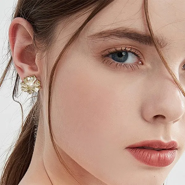 Khuyên Tai Nữ Kya Jessica Pearl Pearl Peony JE21 Màu Vàng/Trắng