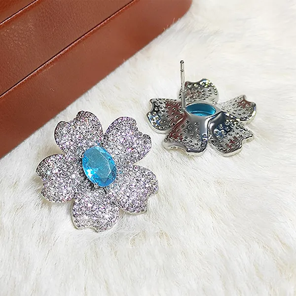 Khuyên Tai Nữ Kya Jewel Azure Dew KE22 Màu Xanh/Trắng