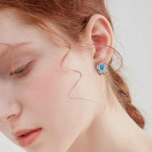 Khuyên Tai Nữ Kya Jewel Azure Dew KE22 Màu Xanh/Trắng