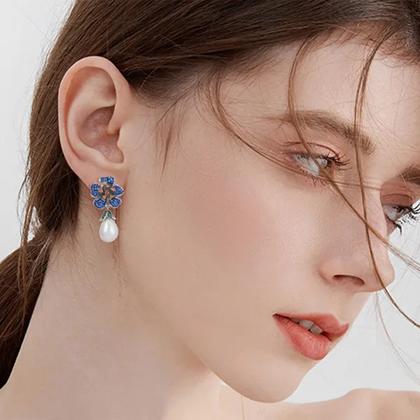Khuyên Tai Nữ Kya Jewel Forget Me Not JE20 Màu Xanh/Trắng