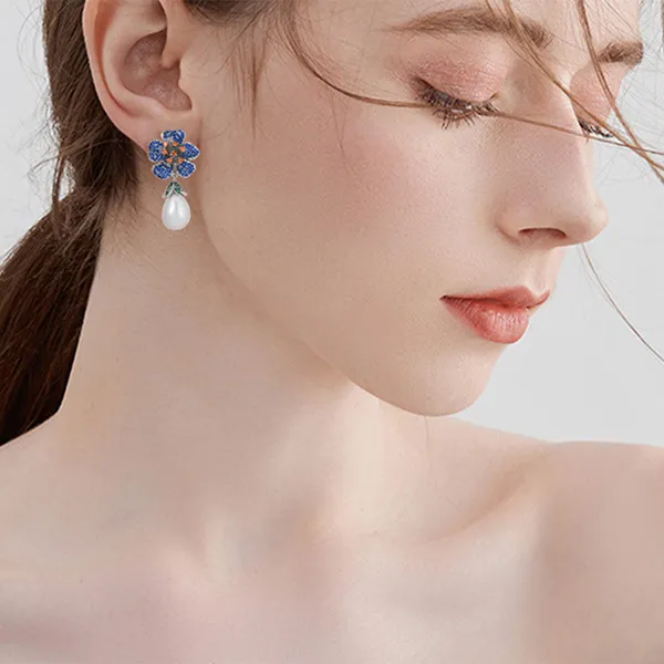 Khuyên Tai Nữ Kya Jewel Forget Me Not JE20 Màu Xanh/Trắng