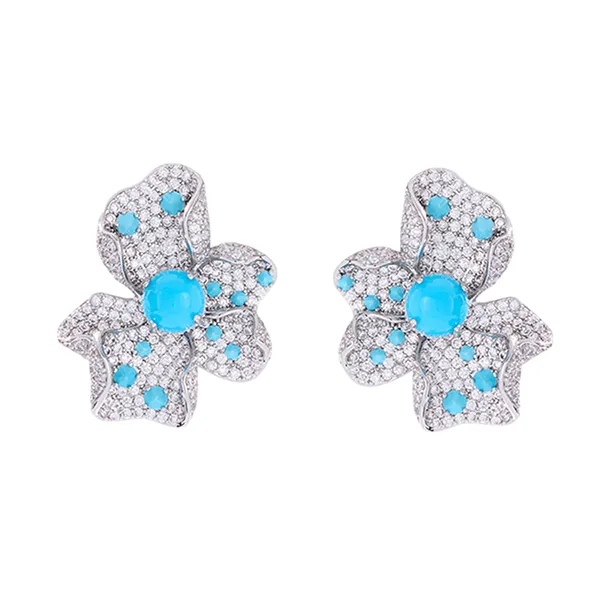 Khuyên Tai Nữ Kya Jewel Gentle Bloom KSE6-X Màu Xanh Bạc