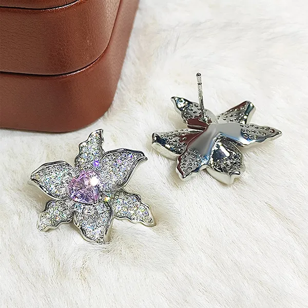 Khuyên Tai Nữ Kya Jewel Heart Of Blossom KE21 Màu Tím/Trắng