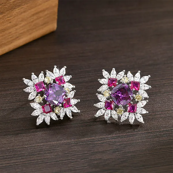 Khuyên Tai Nữ Kya Jewel Lilac Bloom KE19 Màu Bạc/Tím