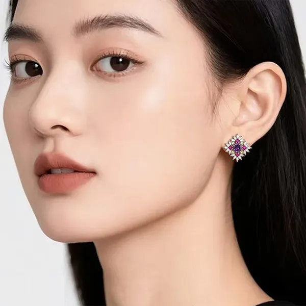 Khuyên Tai Nữ Kya Jewel Lilac Bloom KE19 Màu Bạc/Tím