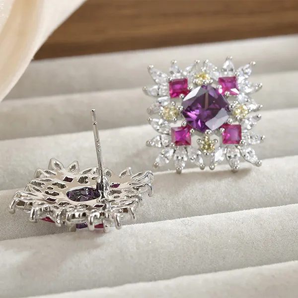 Khuyên Tai Nữ Kya Jewel Lilac Bloom KE19 Màu Bạc/Tím