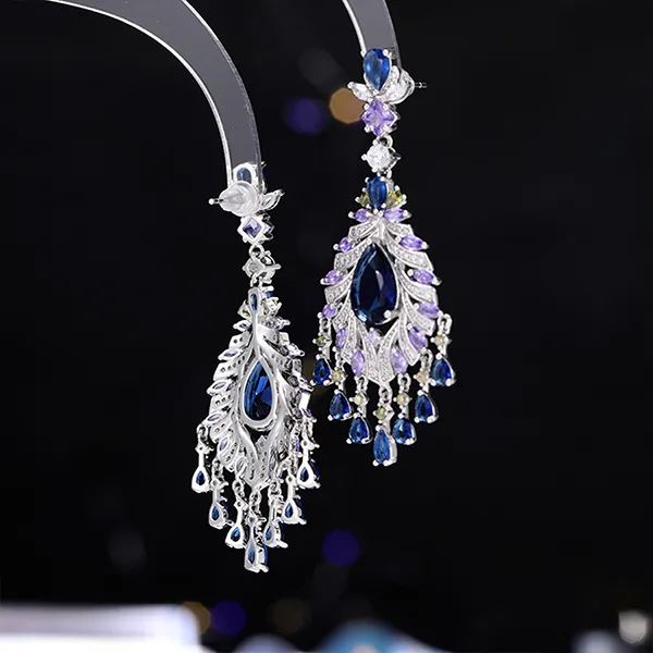 Khuyên Tai Nữ Kya Jewel Luminous Plume KE28 Màu Xanh Tím