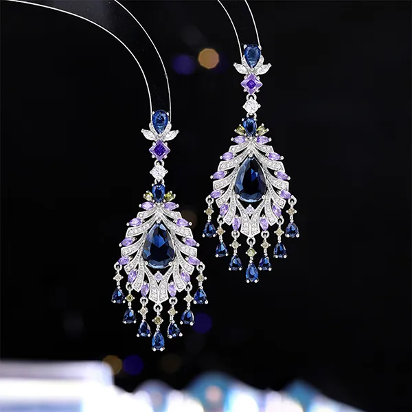 Khuyên Tai Nữ Kya Jewel Luminous Plume KE28 Màu Xanh Tím
