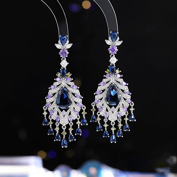 Khuyên Tai Nữ Kya Jewel Luminous Plume KE28 Màu Xanh Tím
