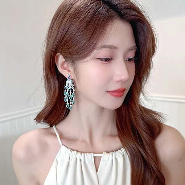 Khuyên Tai Nữ Kya Jewel Peacock Serenade KE24 Màu Bạc/Xanh