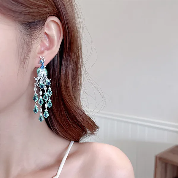 Khuyên Tai Nữ Kya Jewel Peacock Serenade KE24 Màu Bạc/Xanh