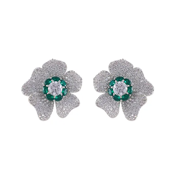 Khuyên Tai Nữ Kya Jewel Windblown Anemone KE25-L Màu Xanh Lá/Trắng