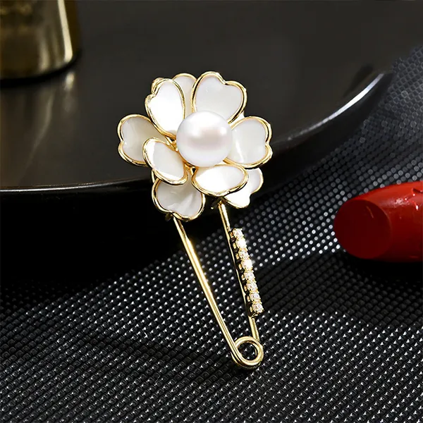 Kim Cài Áo Nữ Meri Peony BR603 Màu Vàng/Trắng