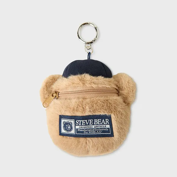 Móc Khóa Túi WHOAU Fluffy Steve Mini Pouch Charm WHAQG4911A Màu Xanh Navy