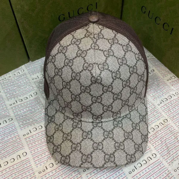 Mũ Nam Gucci Hat With Monogram Pattern Mesh Back 76332 4HA4U 9764 Màu Nâu Be Size S